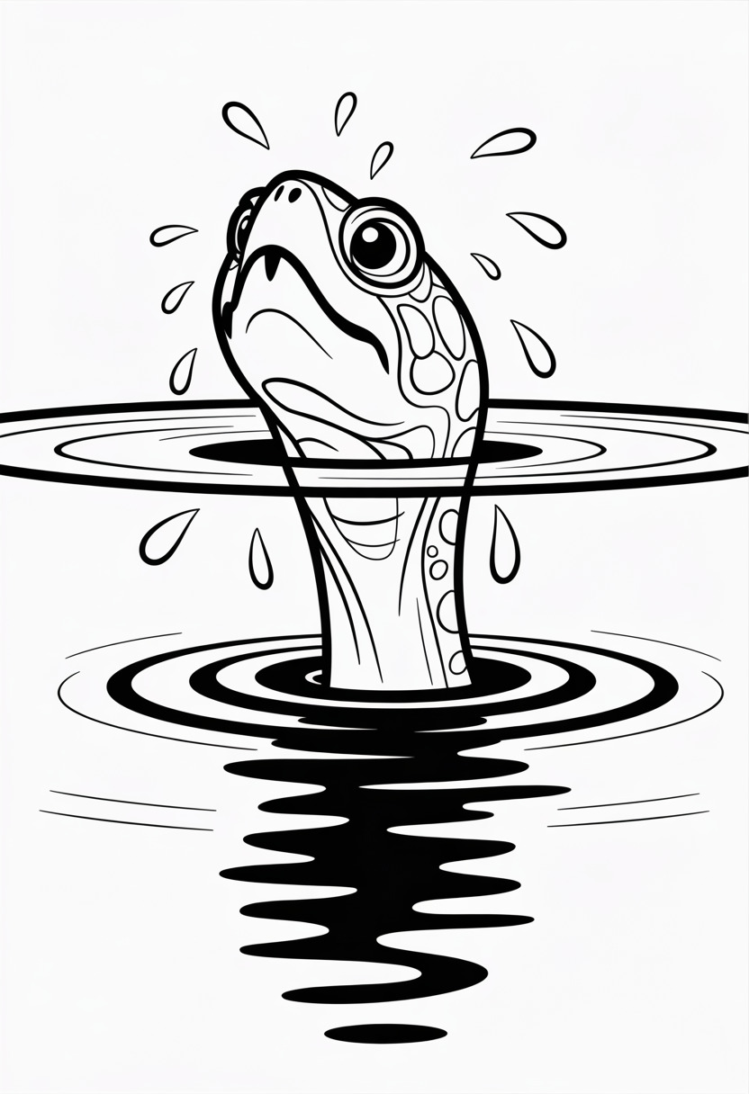 Turtle Peeking Above Water