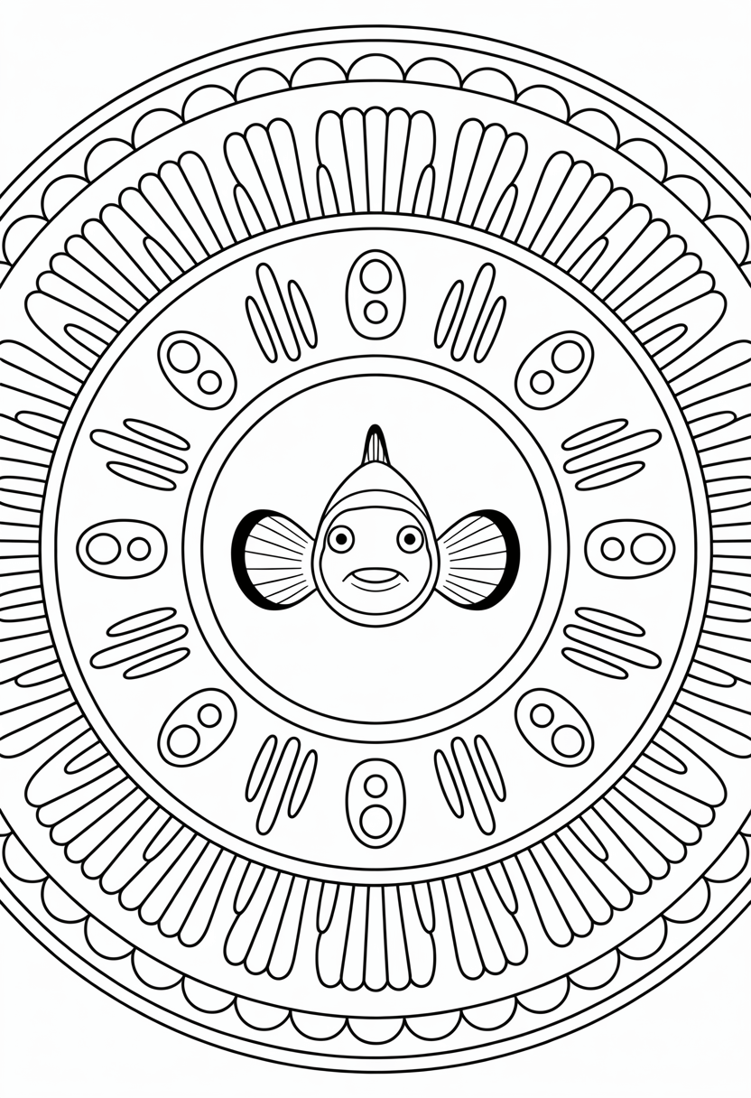 Clownfish Anemone Mandala