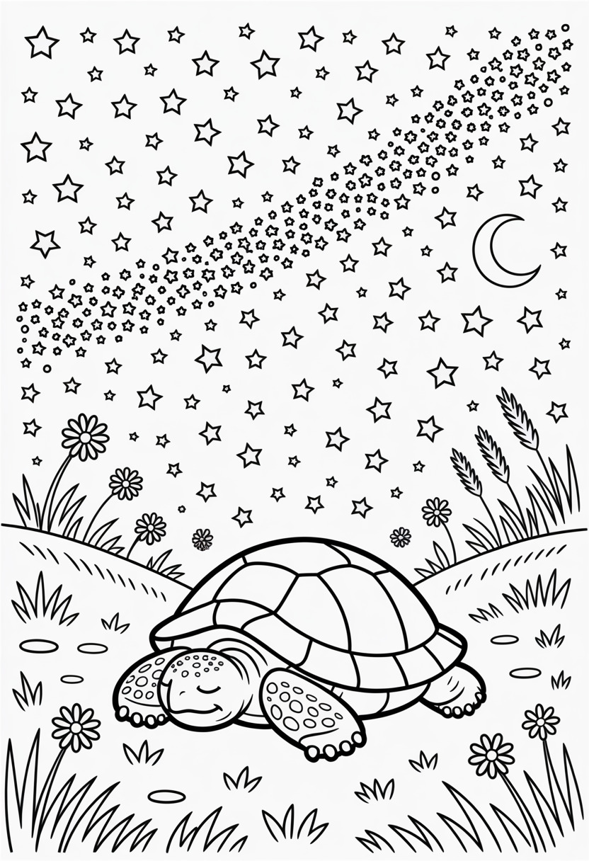 Turtle Sleeping Under Stars