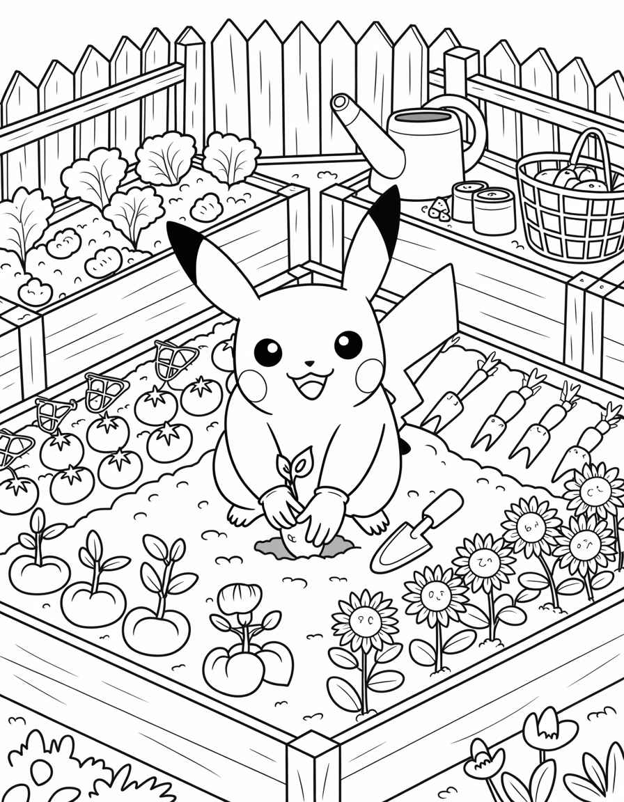 Pikachu Gardening