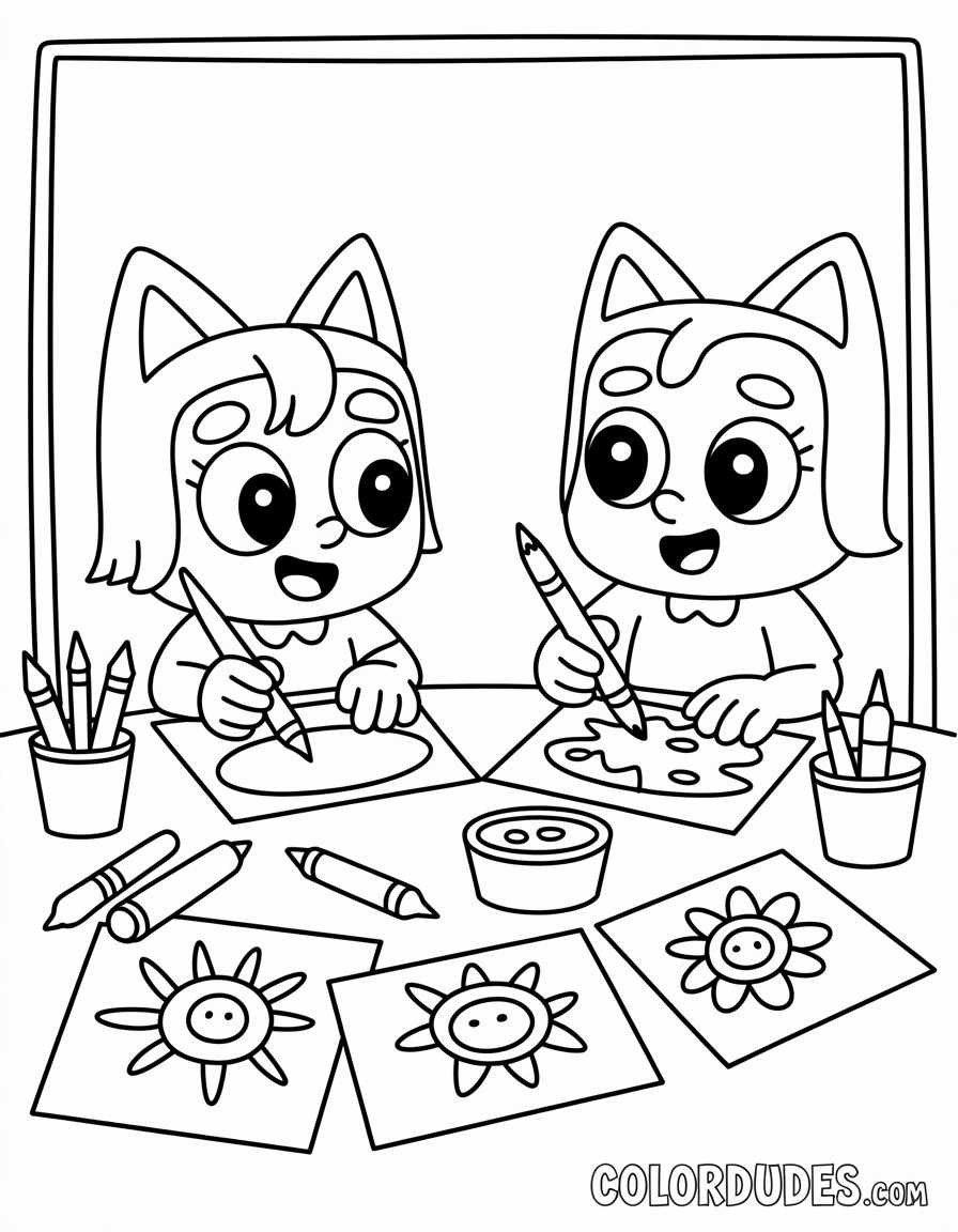 Bluey and Bingo Drawing