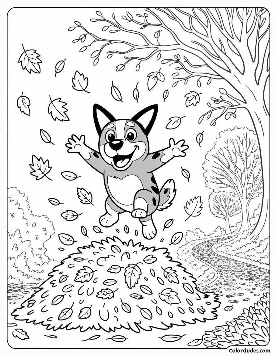 Bluey Autumn Leaf Jump