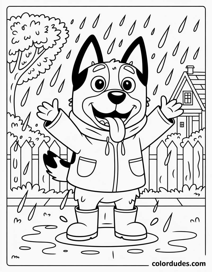 Bluey Catching Raindrops