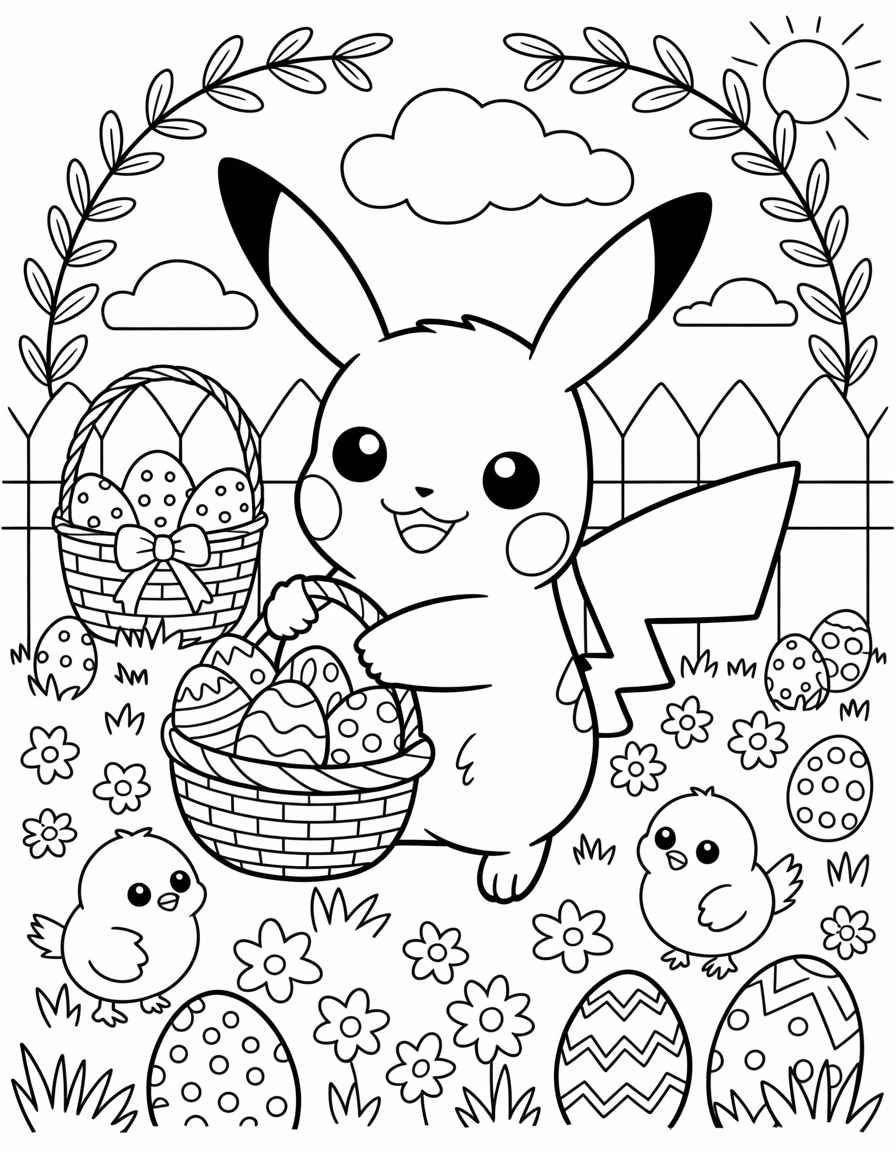 Pikachu Easter Scene