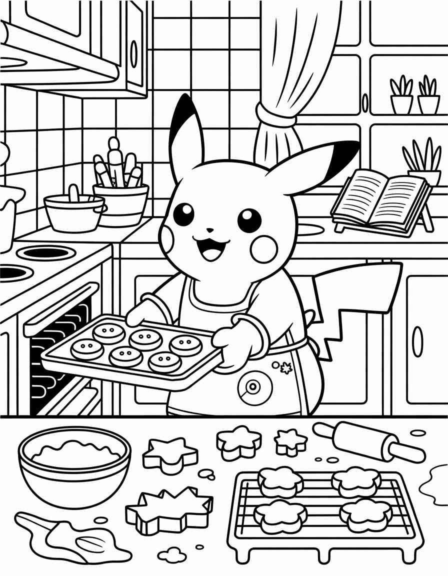 Pikachu Baking Cookies