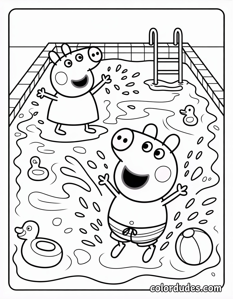 Peppa and George Swimming