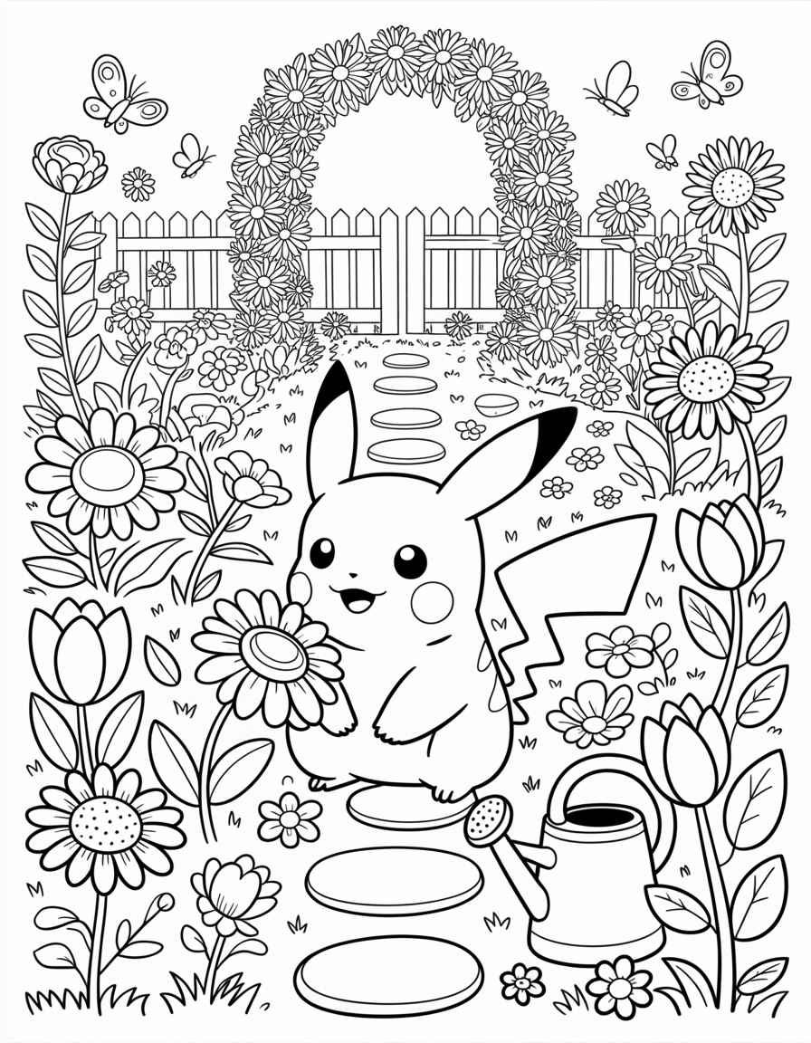 Pikachu in a Flower Garden