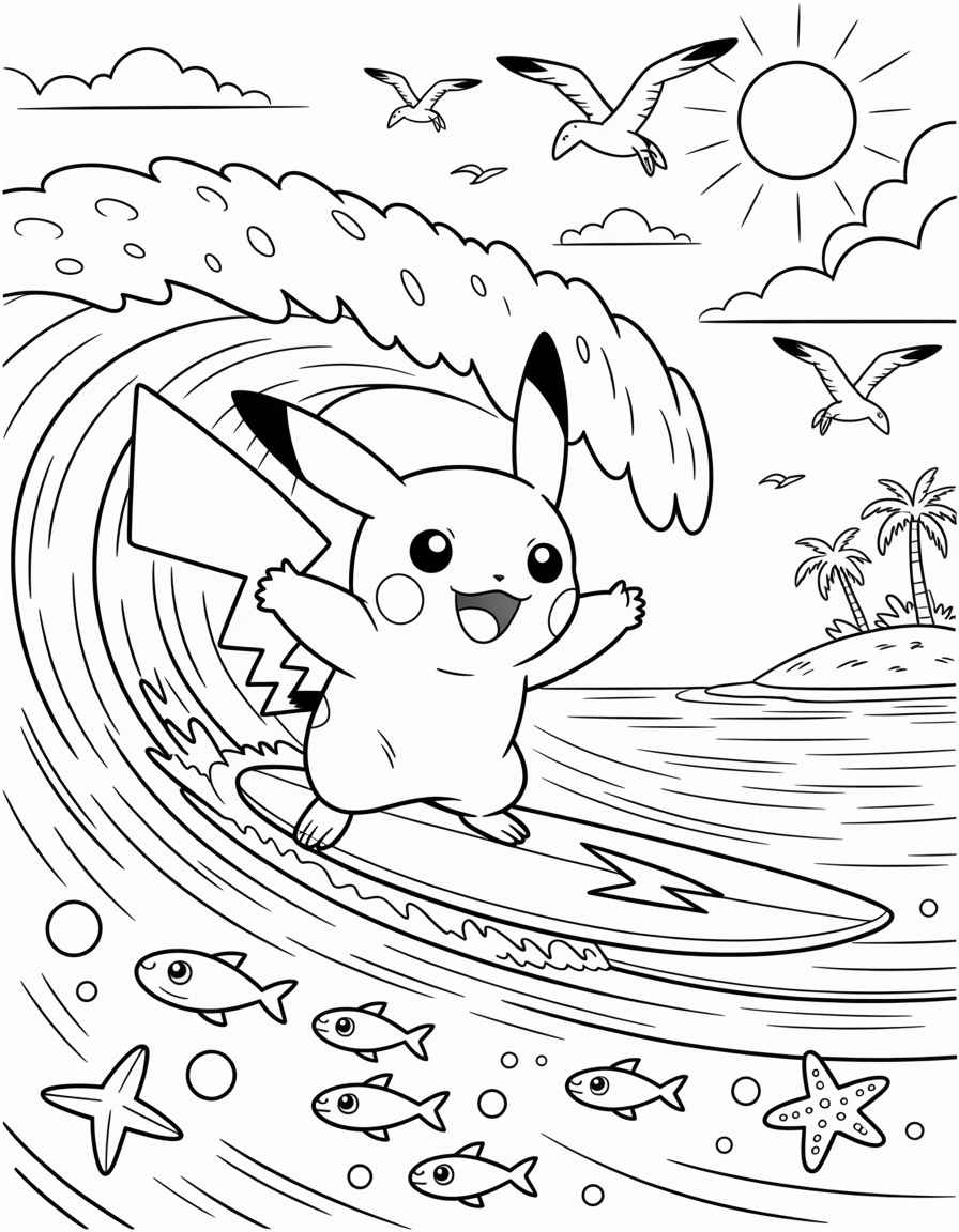 Pikachu Surfing
