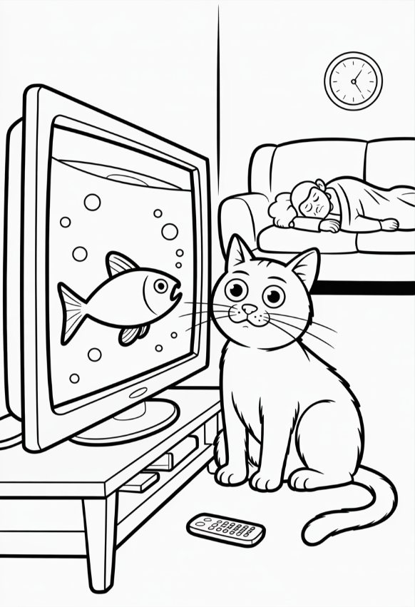 Cat Watching TV at 3am