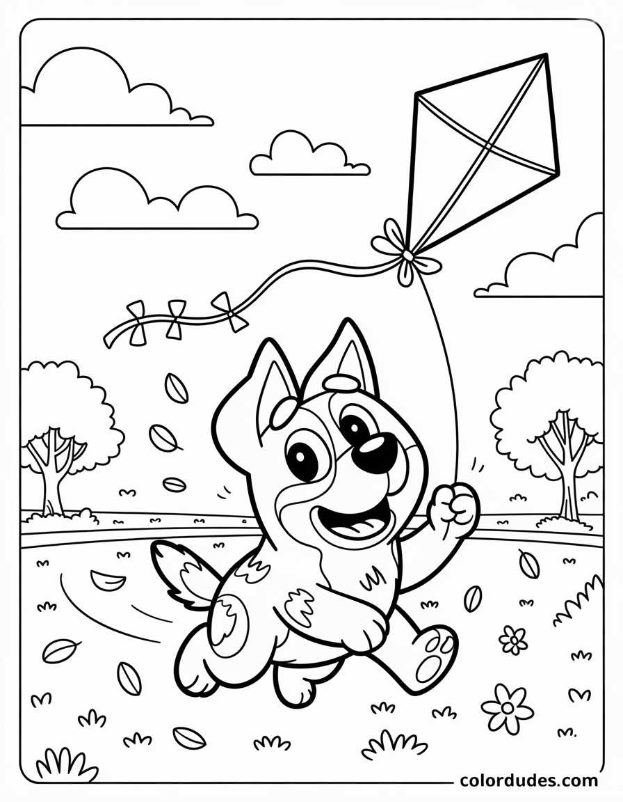 Bluey Flying a Kite