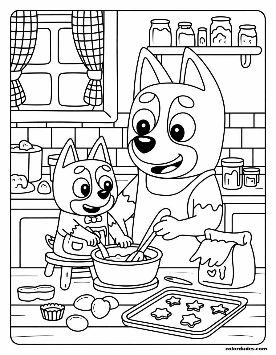 Bluey and Chilli Baking