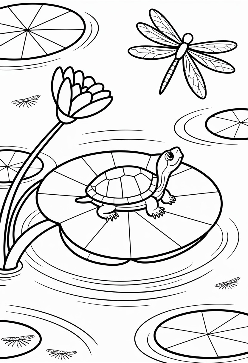 Tiny Turtle on a Lily Pad
