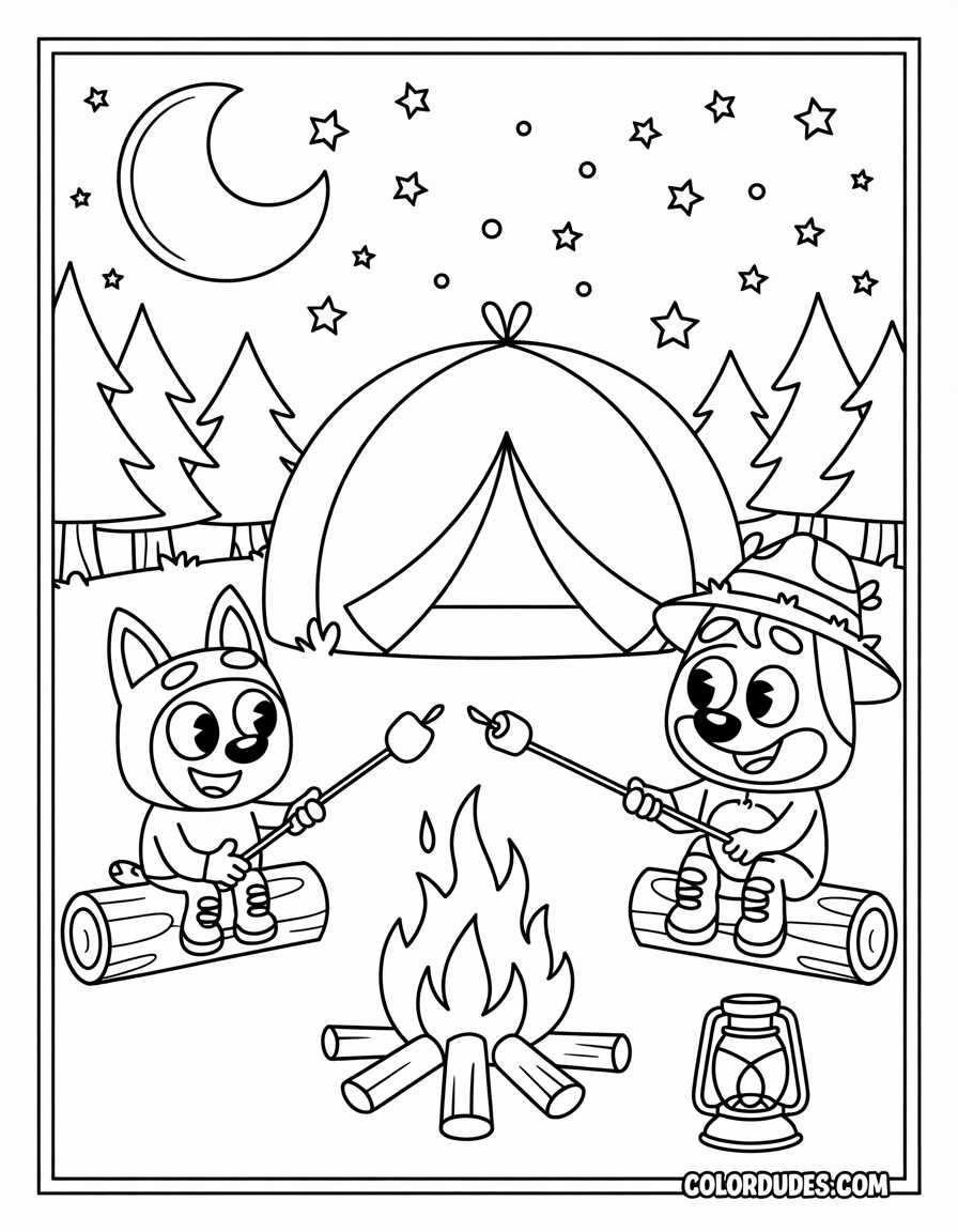 Bluey and Dad Camping