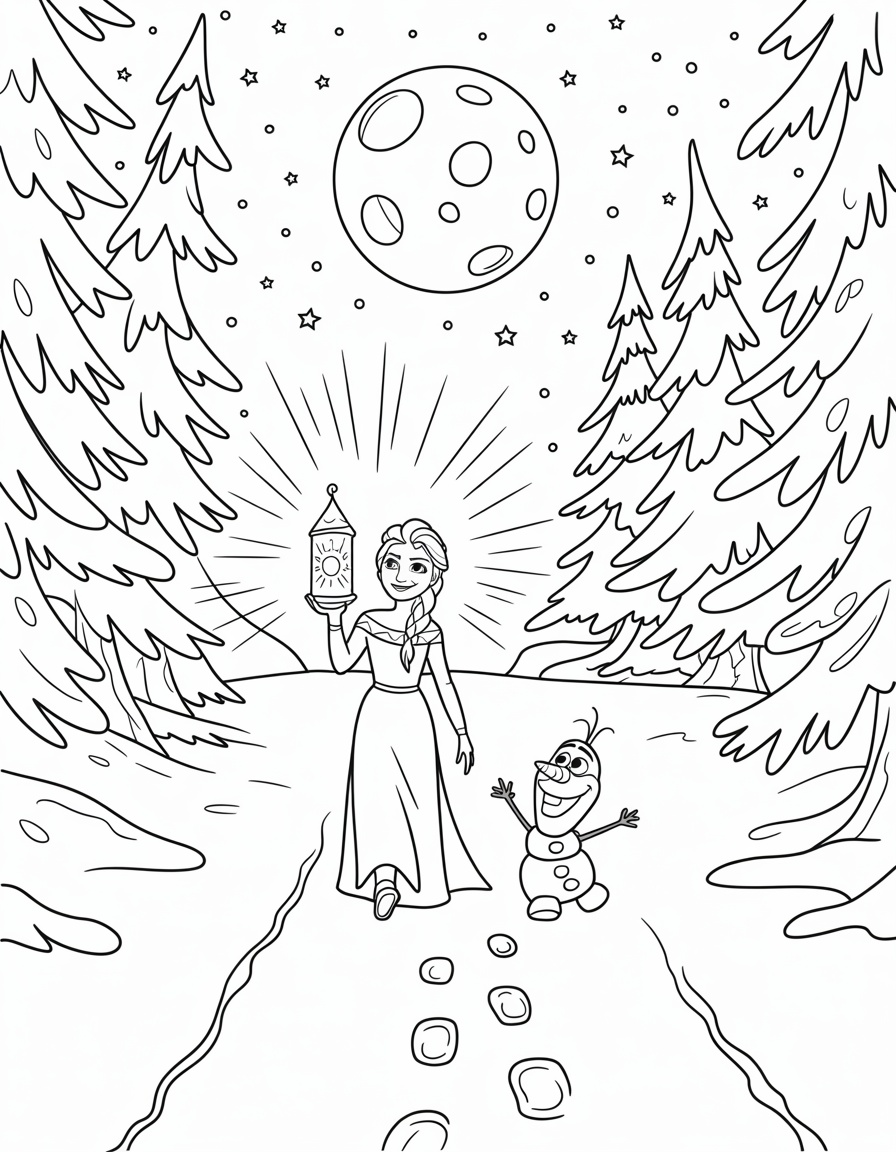 Elsa and Olaf Lantern Walk