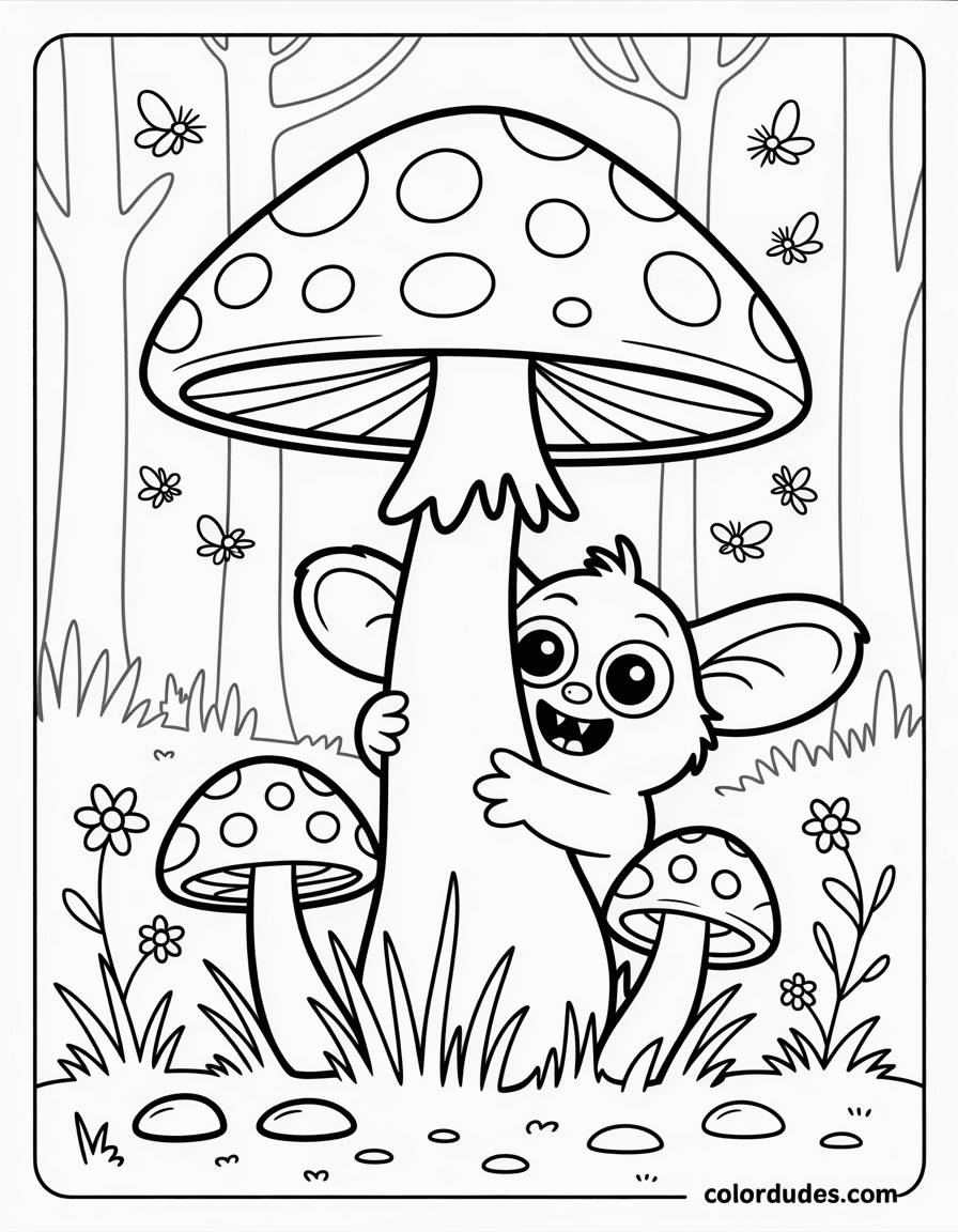 Labubu Under a Mushroom