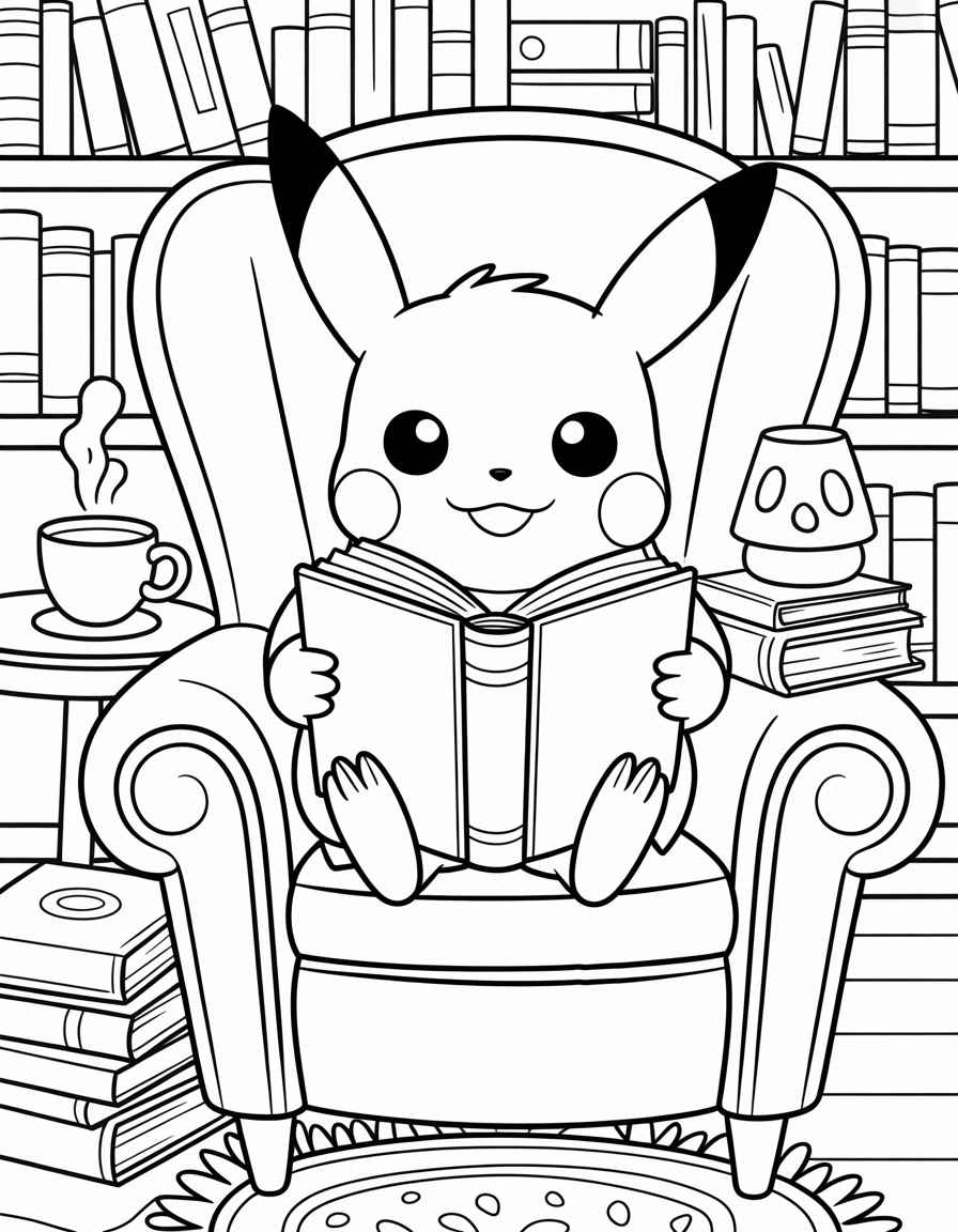 Pikachu Reading a Book