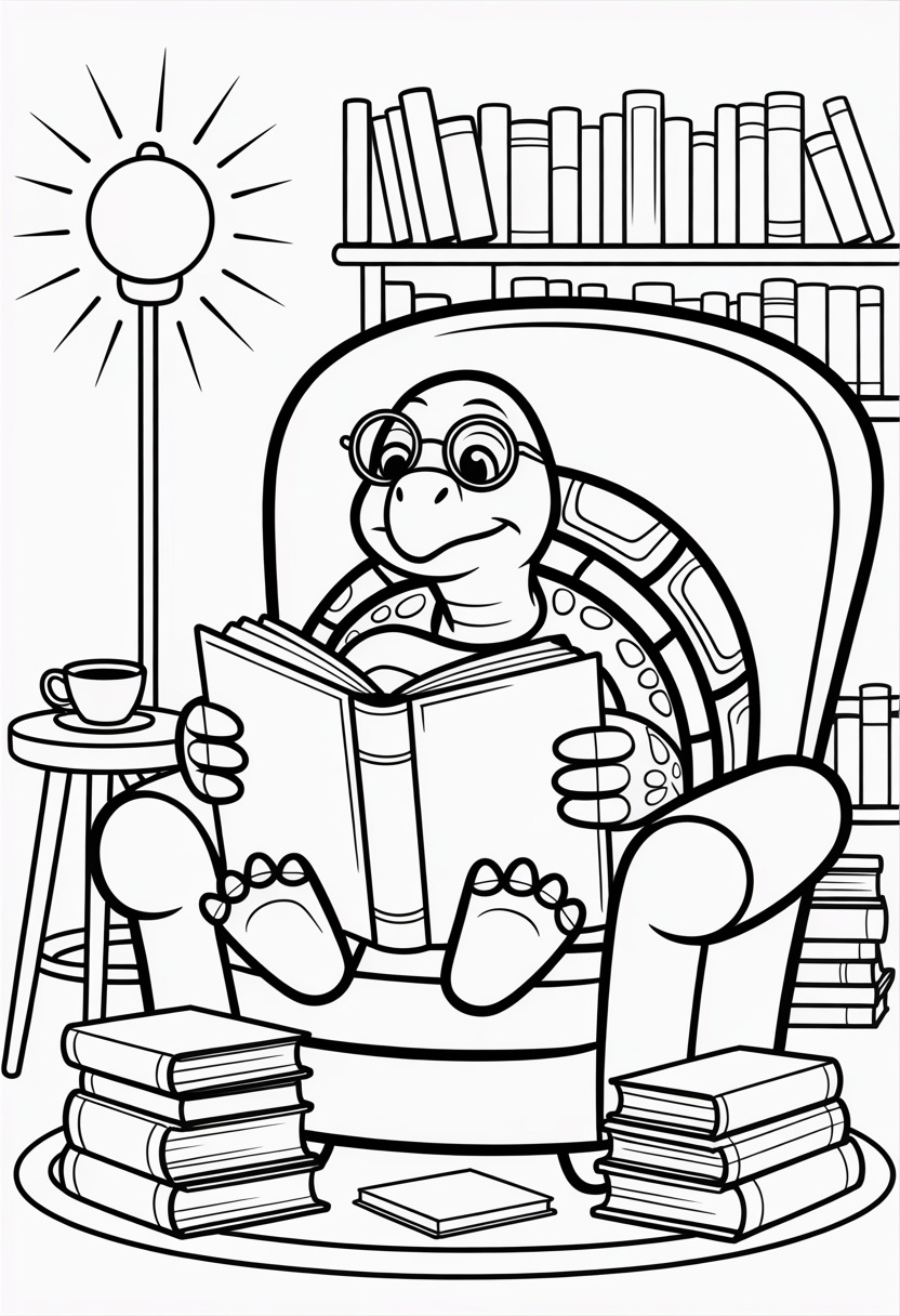 Turtle Reading a Book