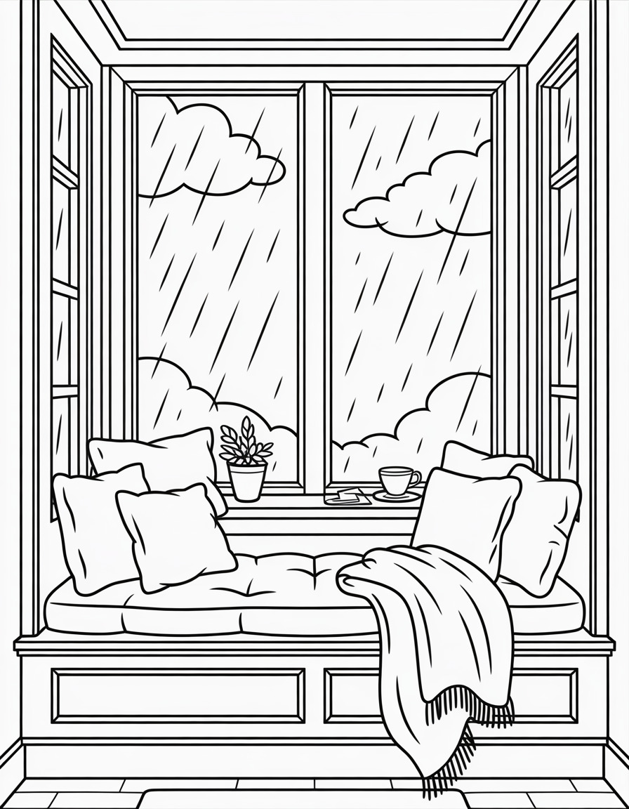 Window Seat with Rain