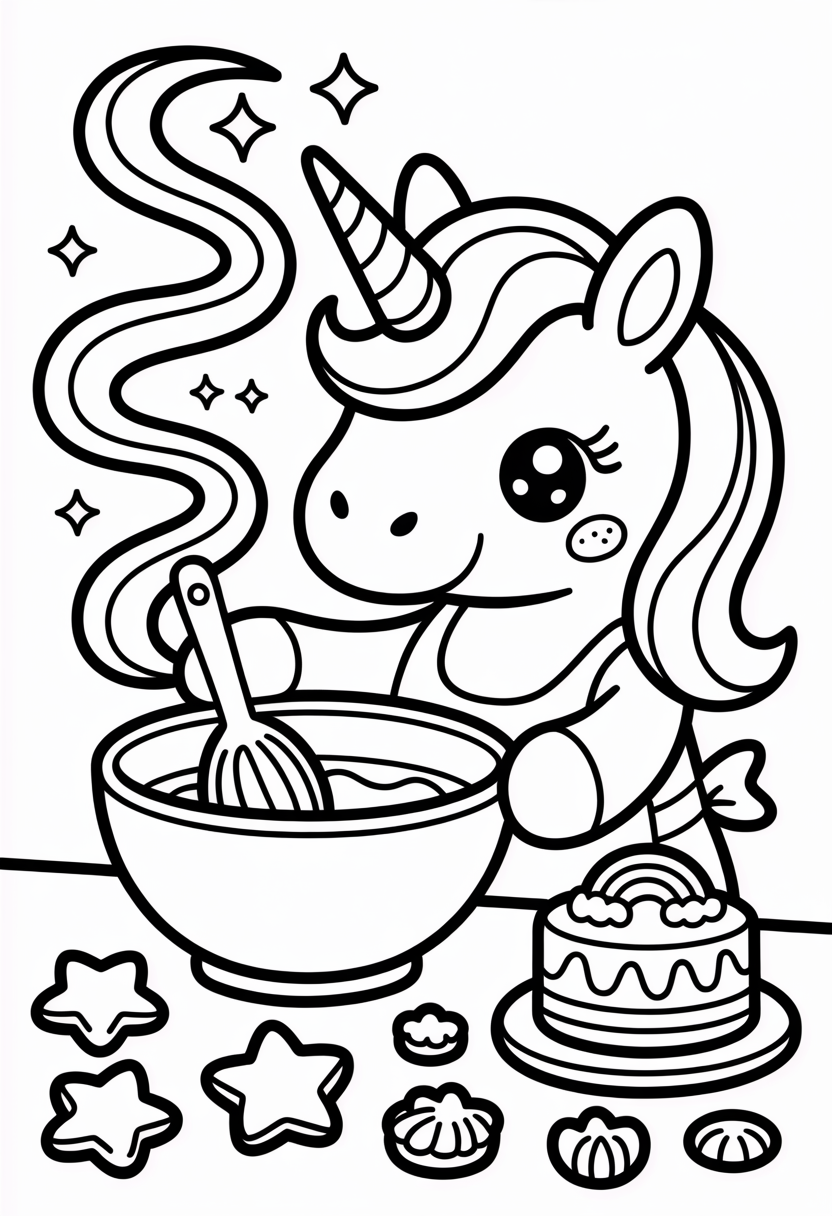 Unicorn Baking Scene