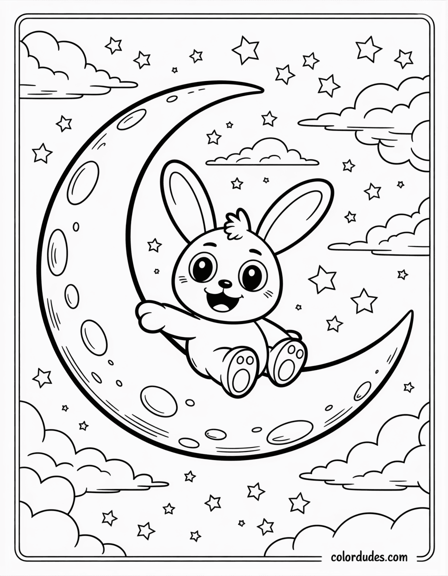 Labubu on a Crescent Moon