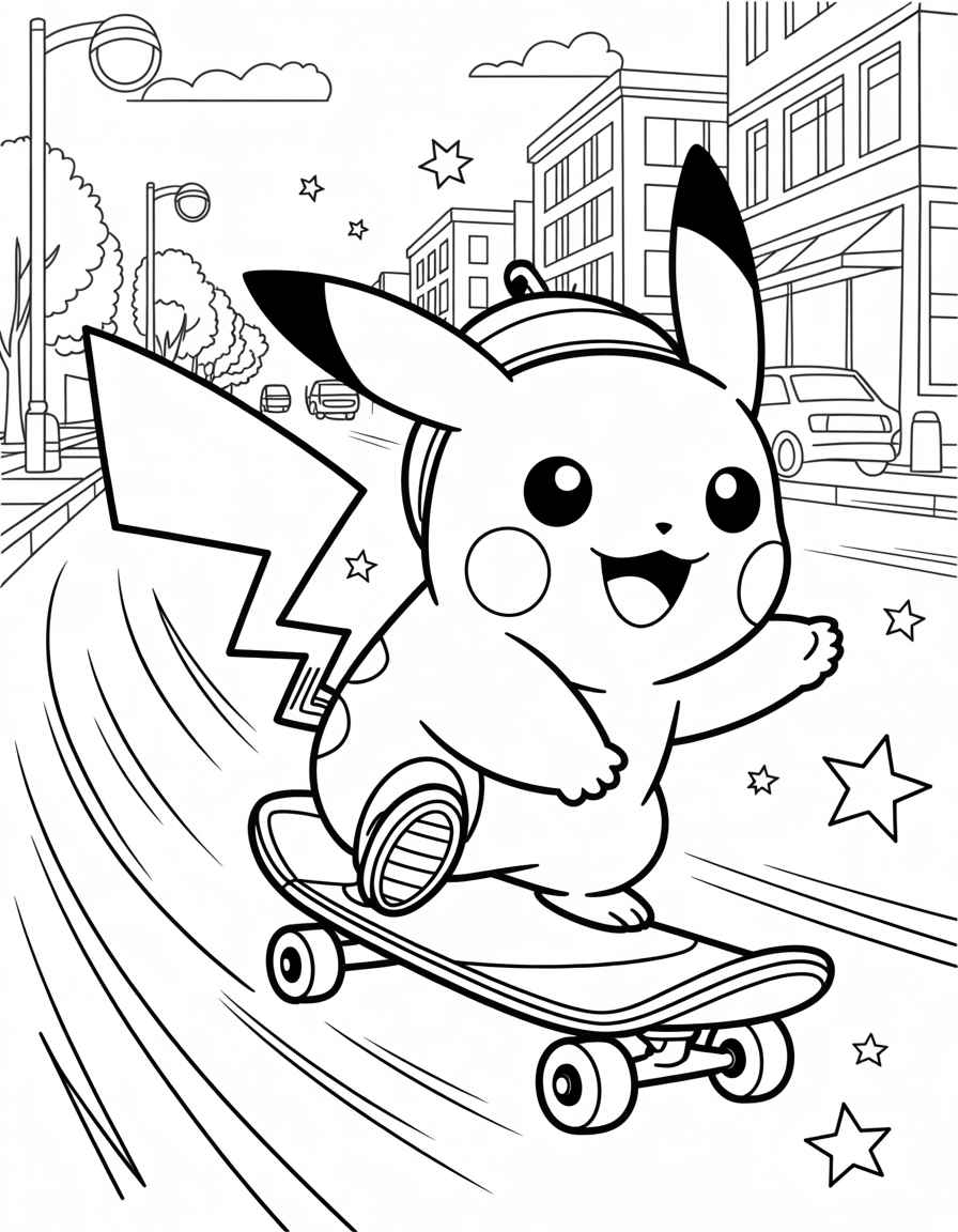 Pikachu Skateboarding