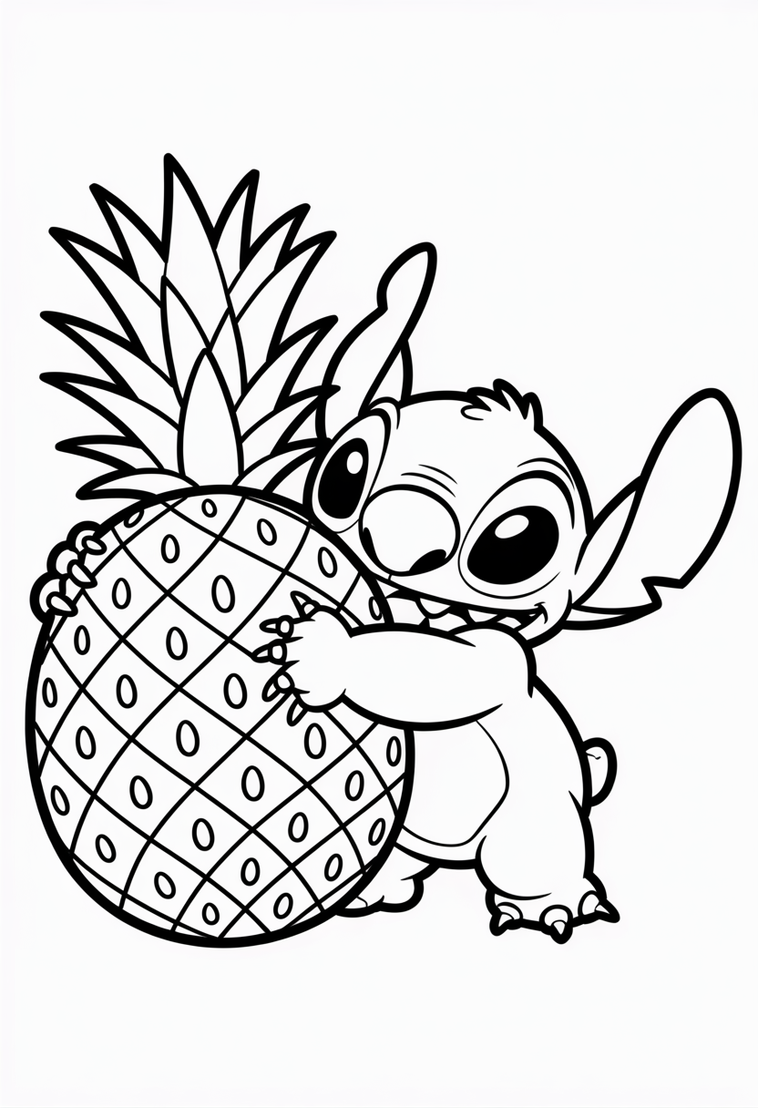 Stitch Hugging Pineapple