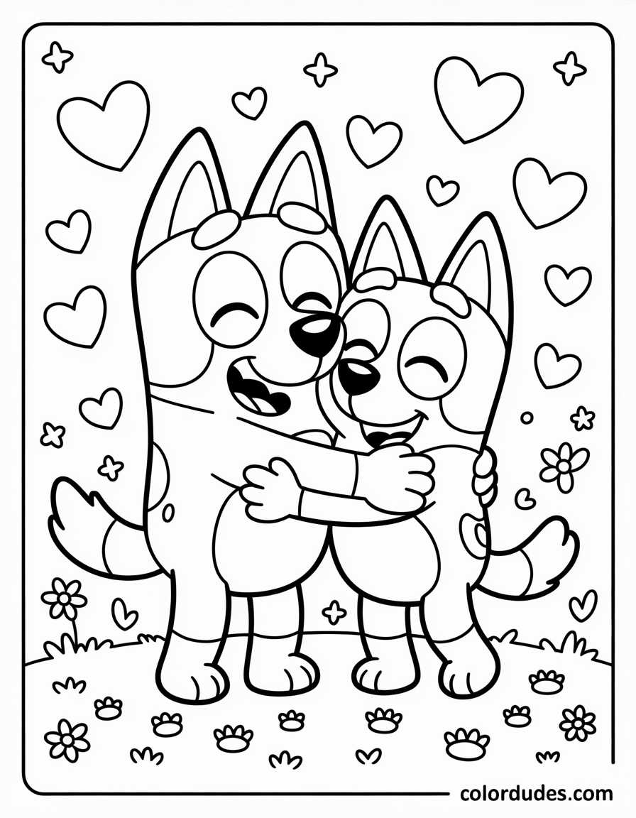 Bluey and Bingo Hugging