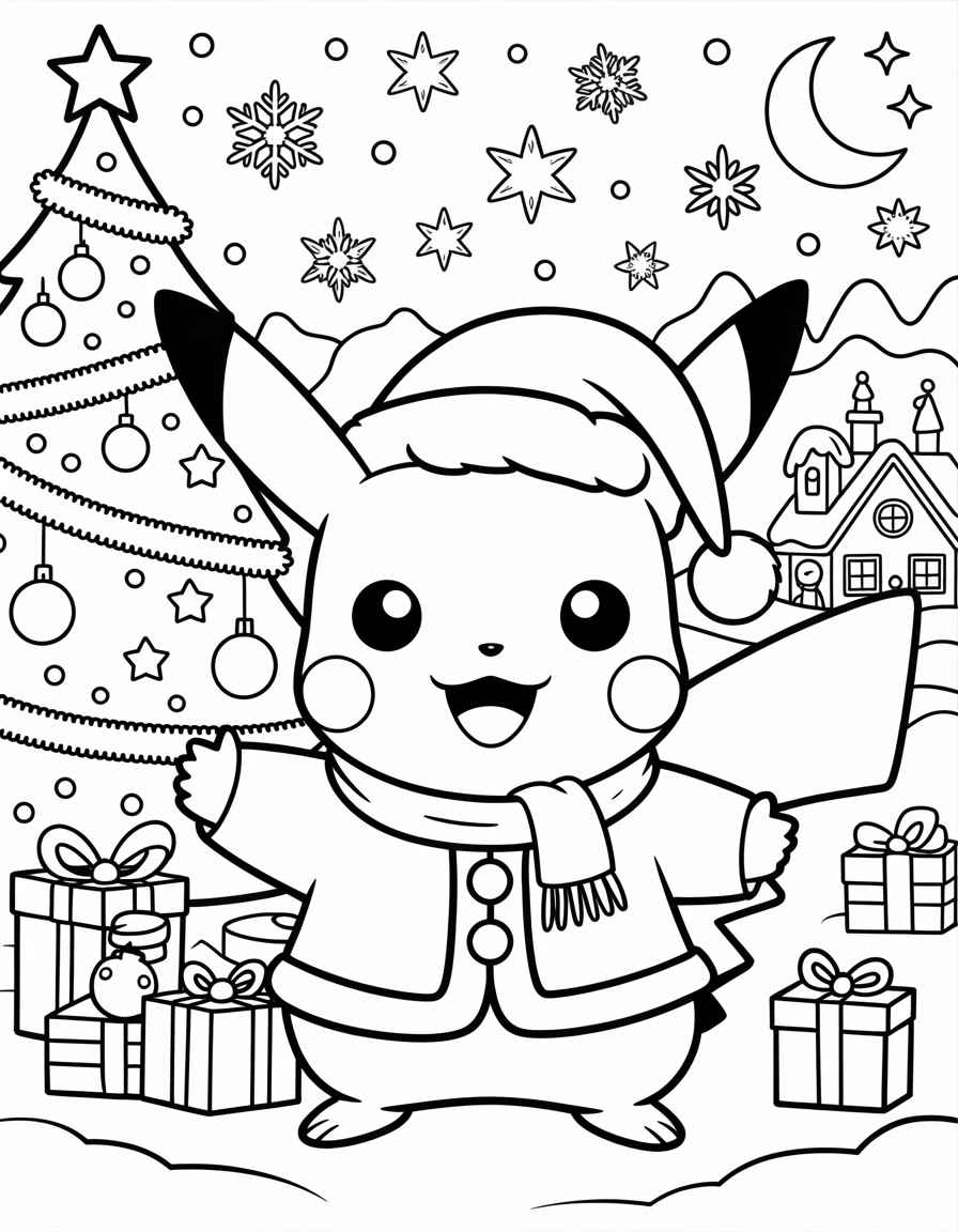 Pikachu in Christmas Scene