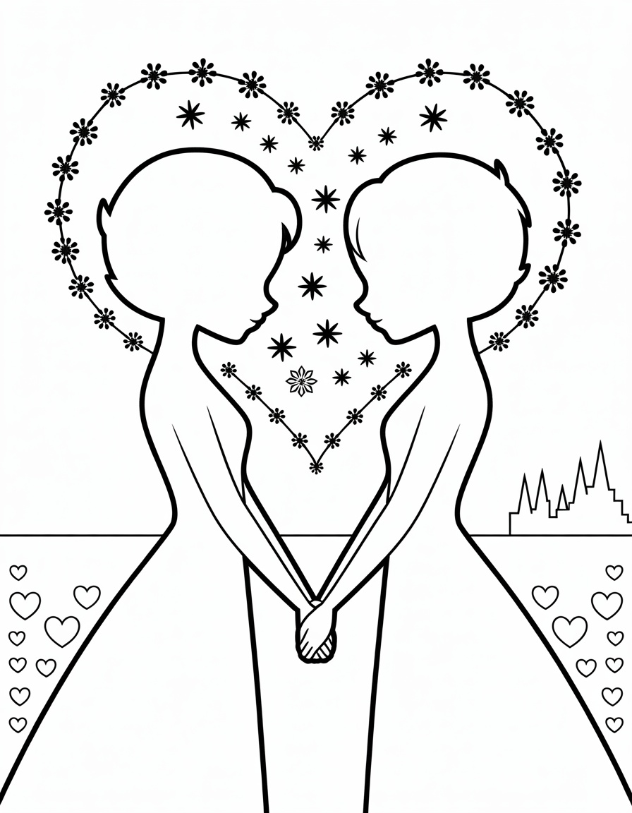 Elsa and Anna Heart Silhouette