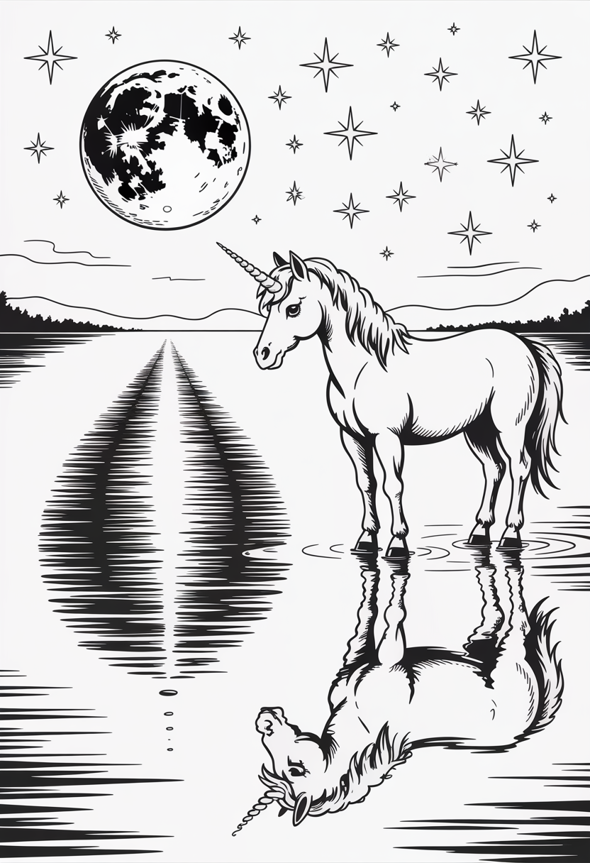Moonlit Lake Unicorn
