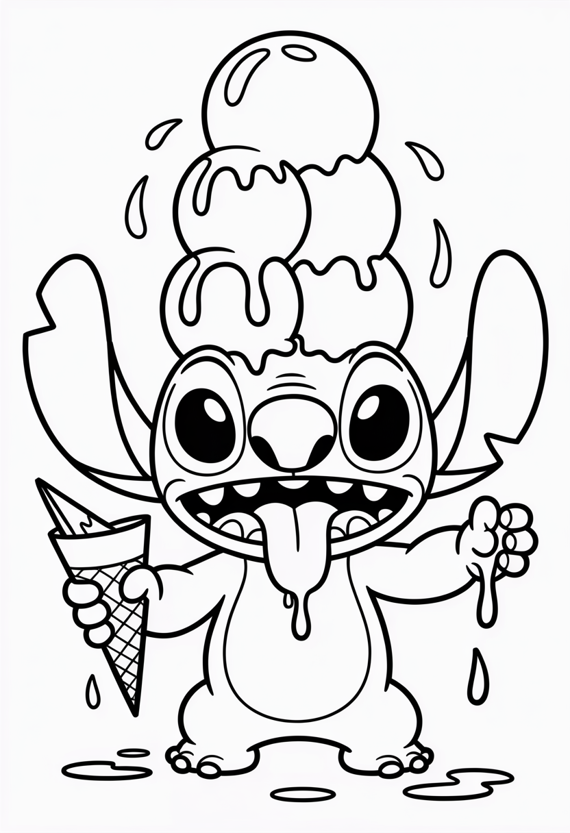 Stitch Eating Ice Cream