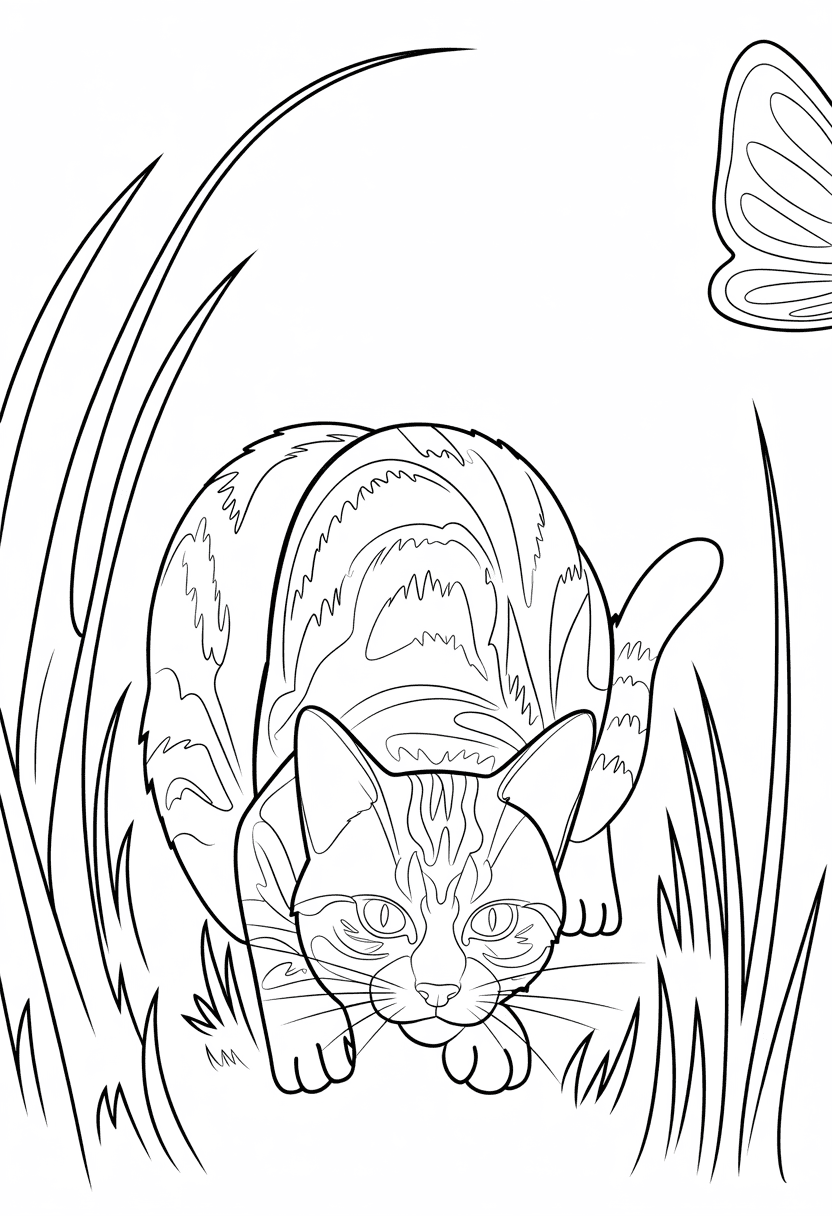 Cat Hunting in Grass