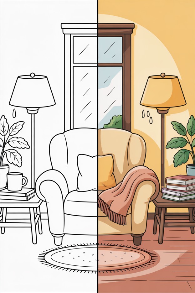 Cozy Corner Coloring Pages