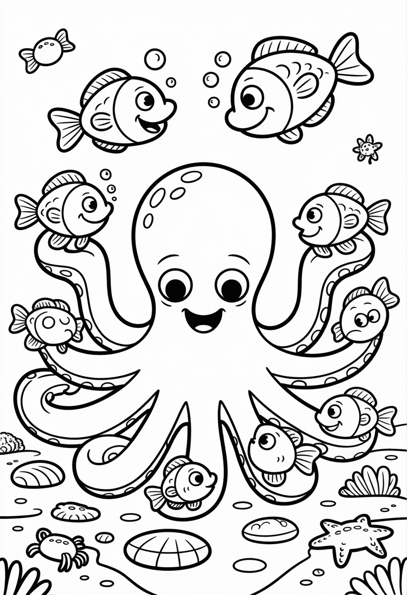 Octopus and Fish Friends