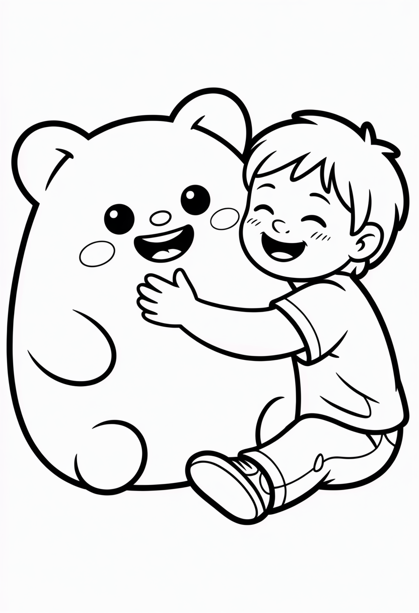 Child Cuddling Squishmallow