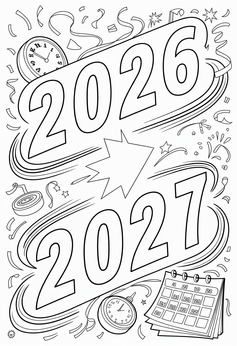 2027 Year Transition Coloring Page