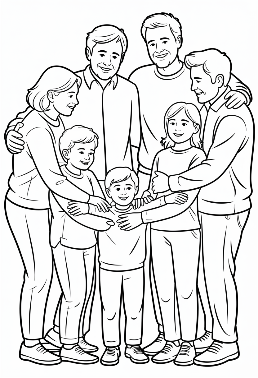 Family Resolutions Together Coloring Page