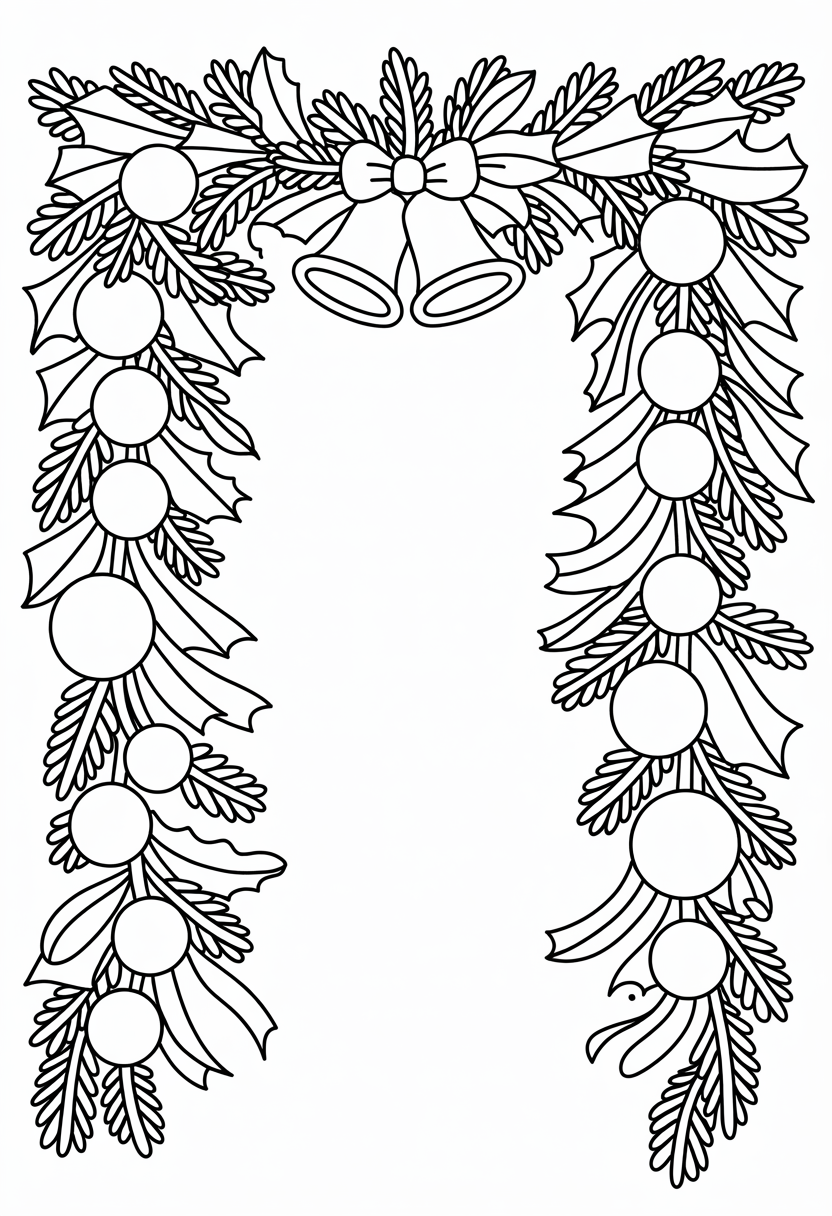 New Year Decoration Garland Coloring Page