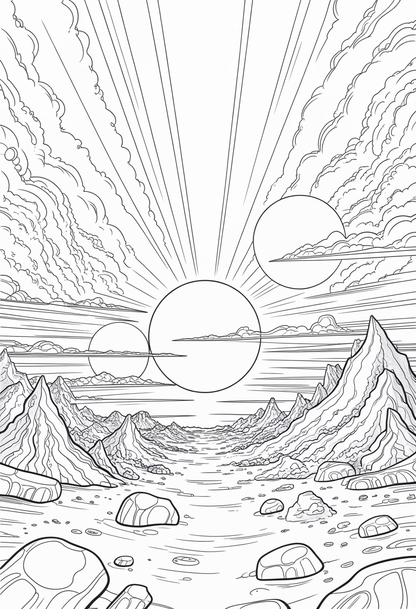 Planet with Spectacular Sunset