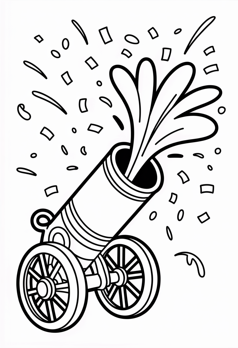 Confetti Cannon Coloring Page