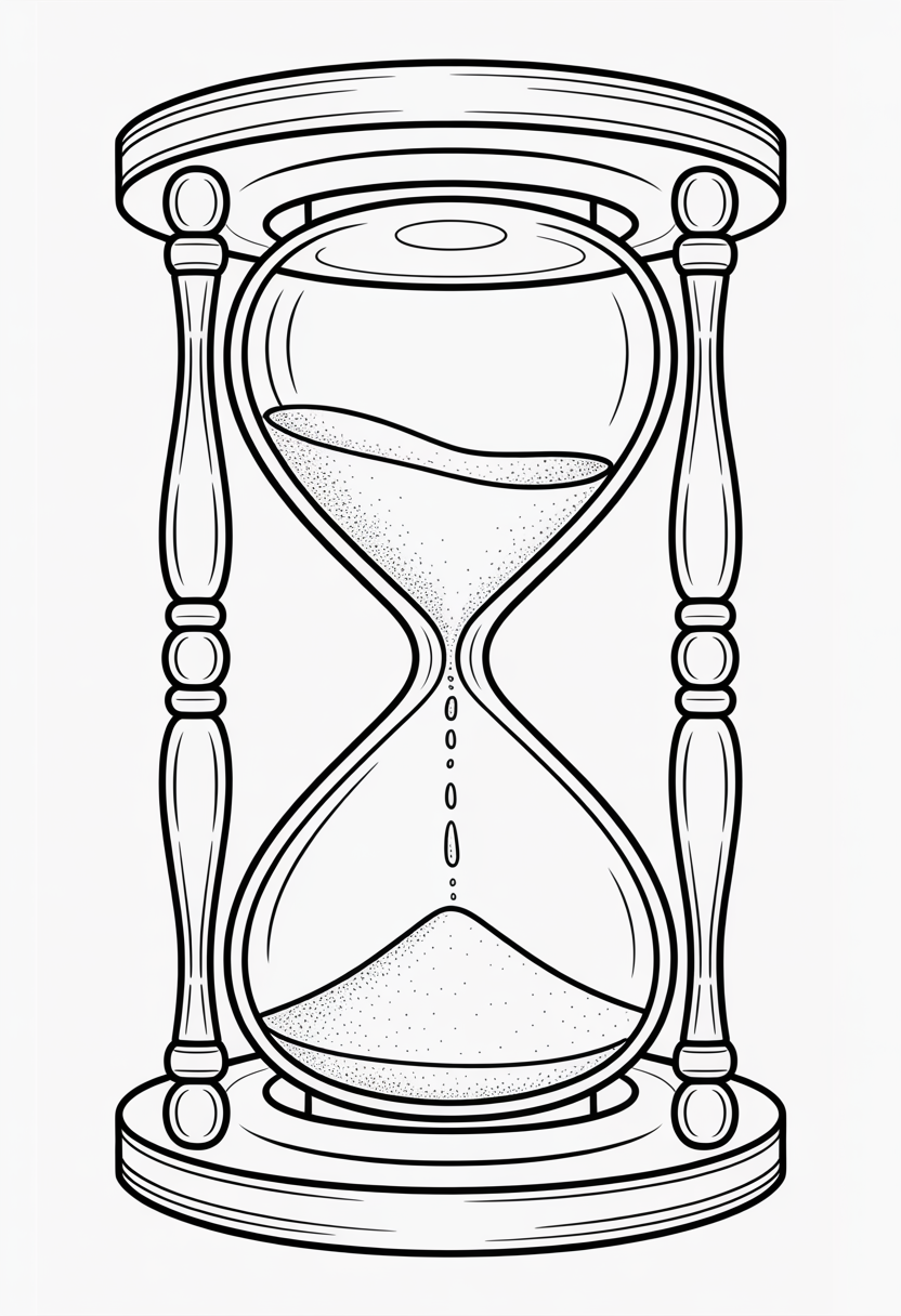 Hourglass Sand Flowing Coloring Page