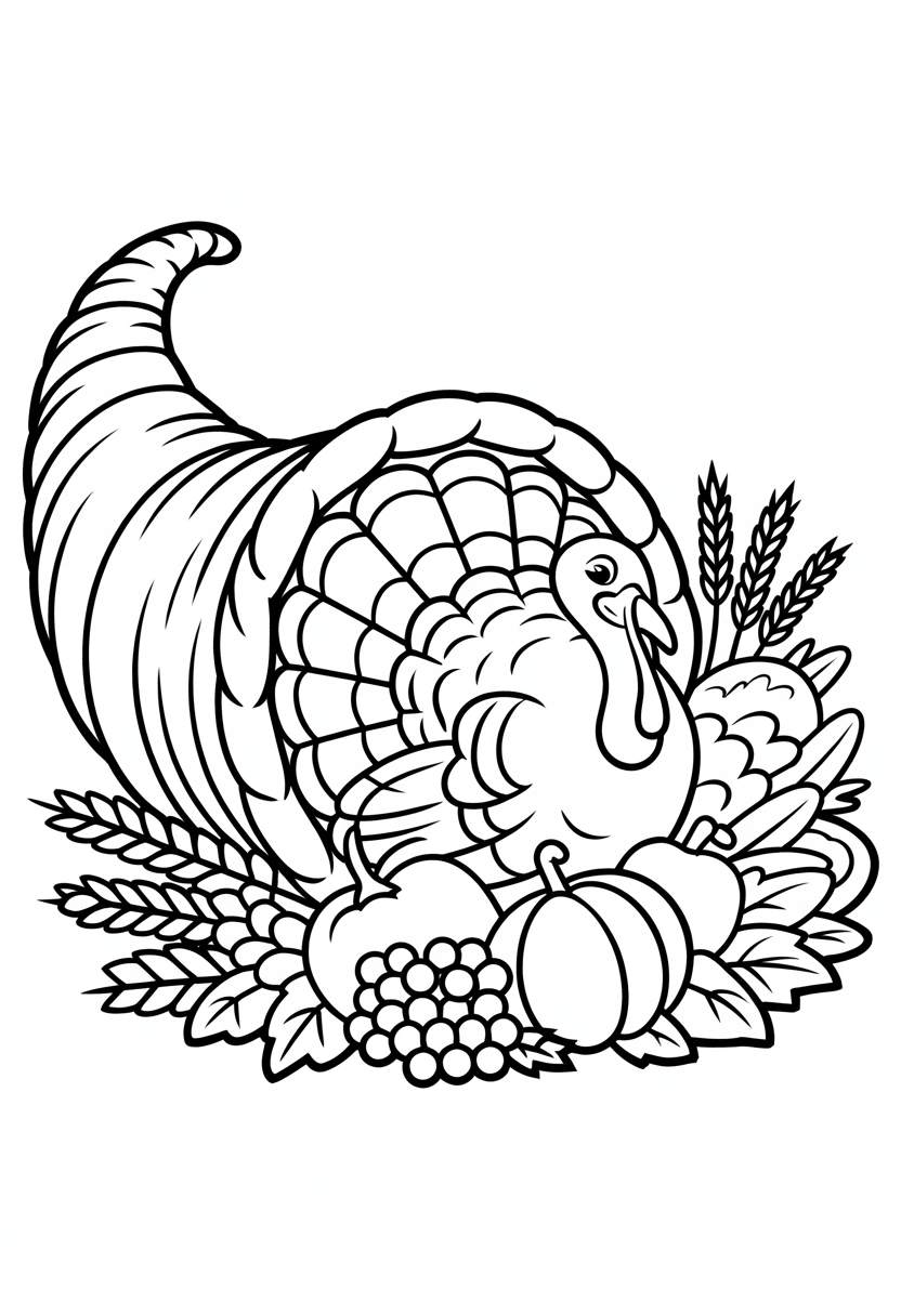 Thanksgiving Cornucopia with Turkey