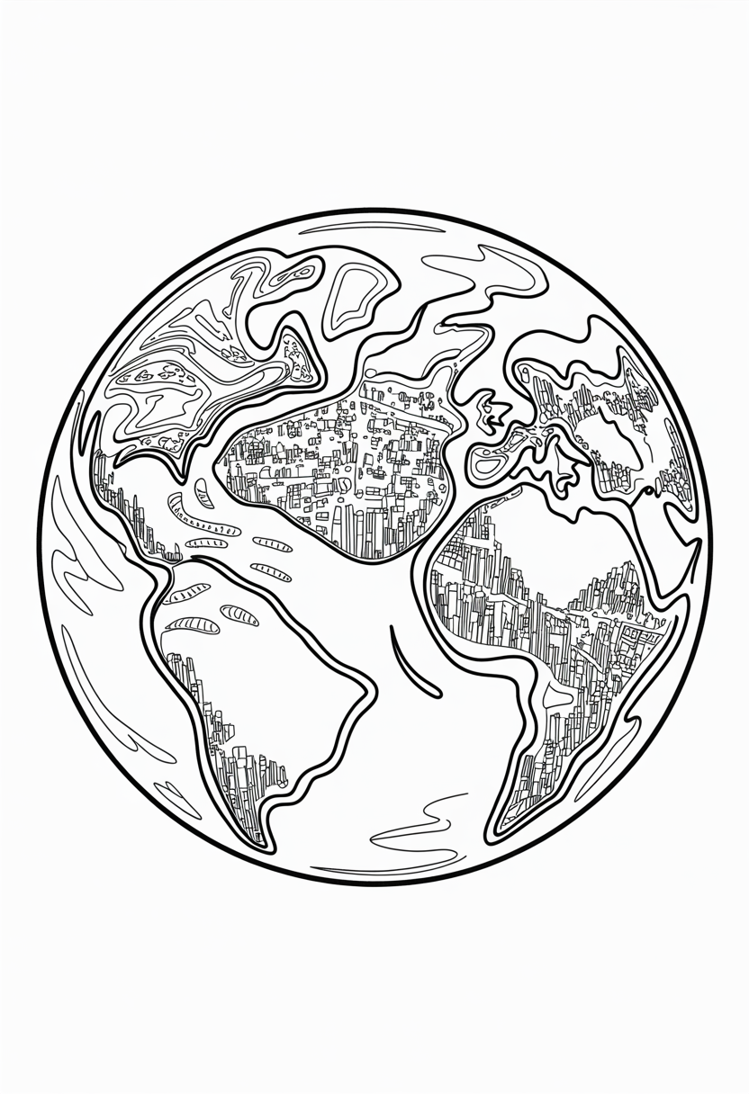 Planet with City Lights