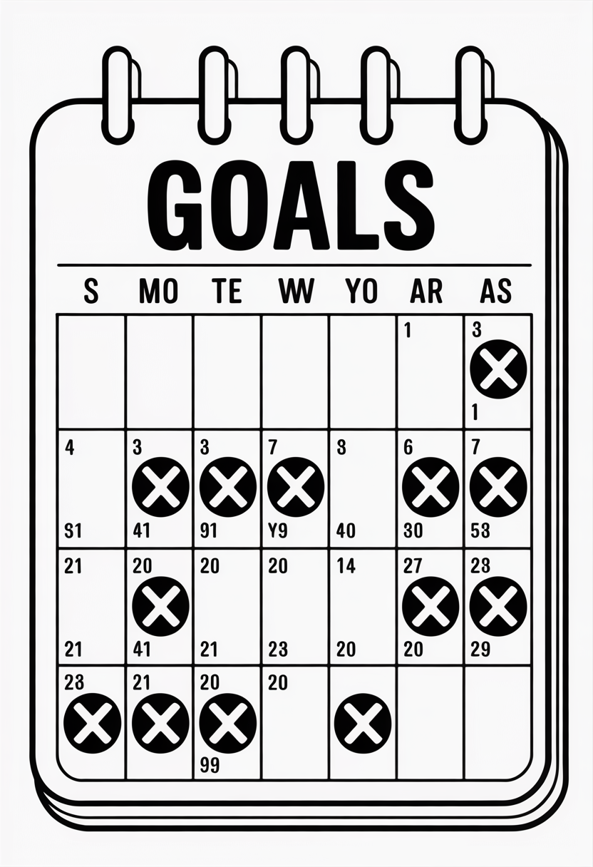 Calendar Goals Tracking Coloring Page