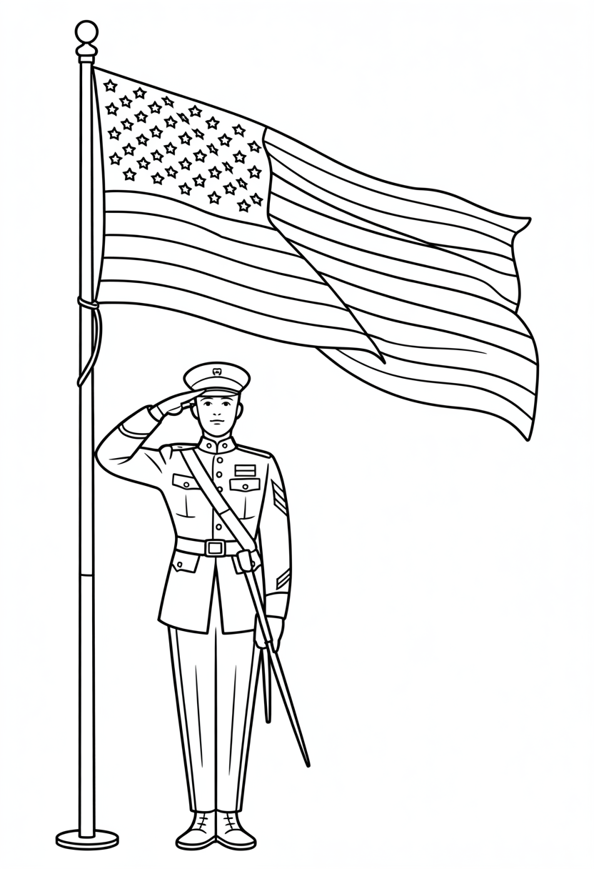 Soldier Saluting Flag Ceremony