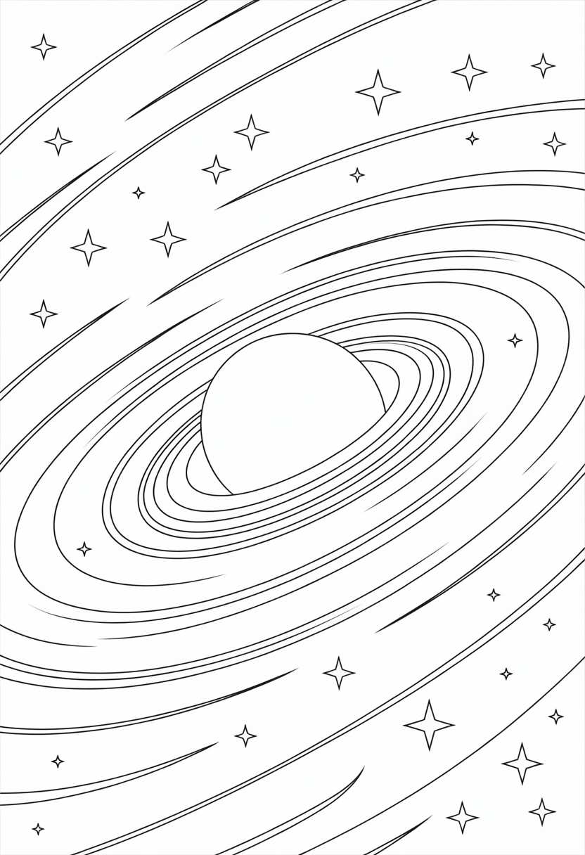 Planet with Rings and Moons