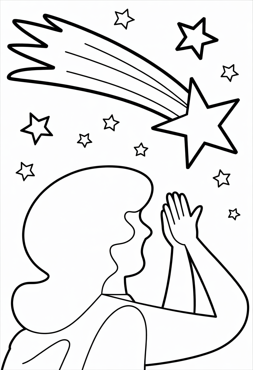 Shooting Star Wishes Coloring Page