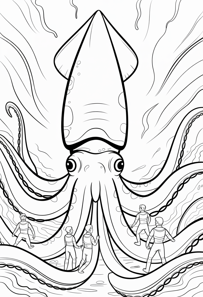 Octonauts Encountering Giant Squid