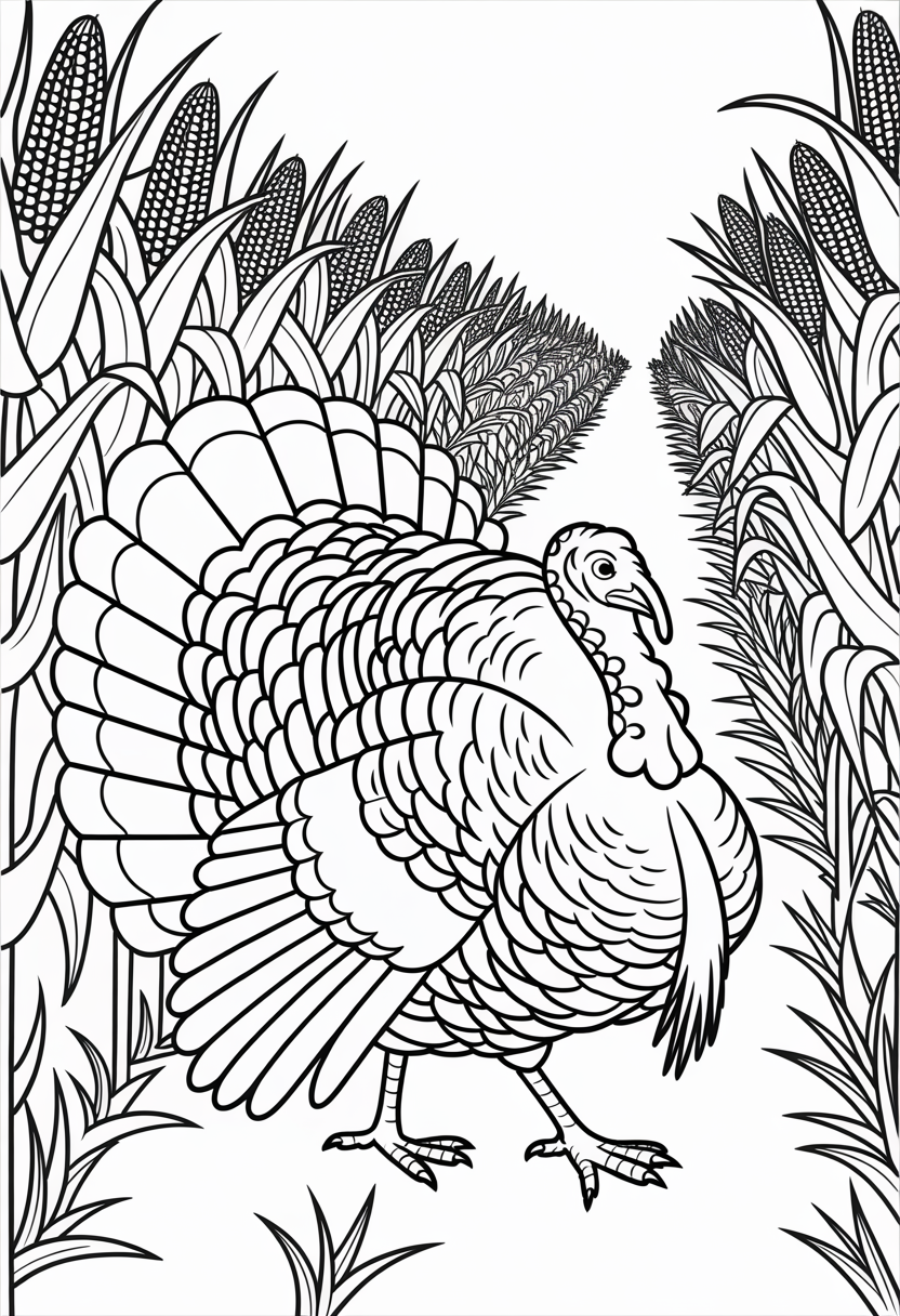 Turkey in Cornfield