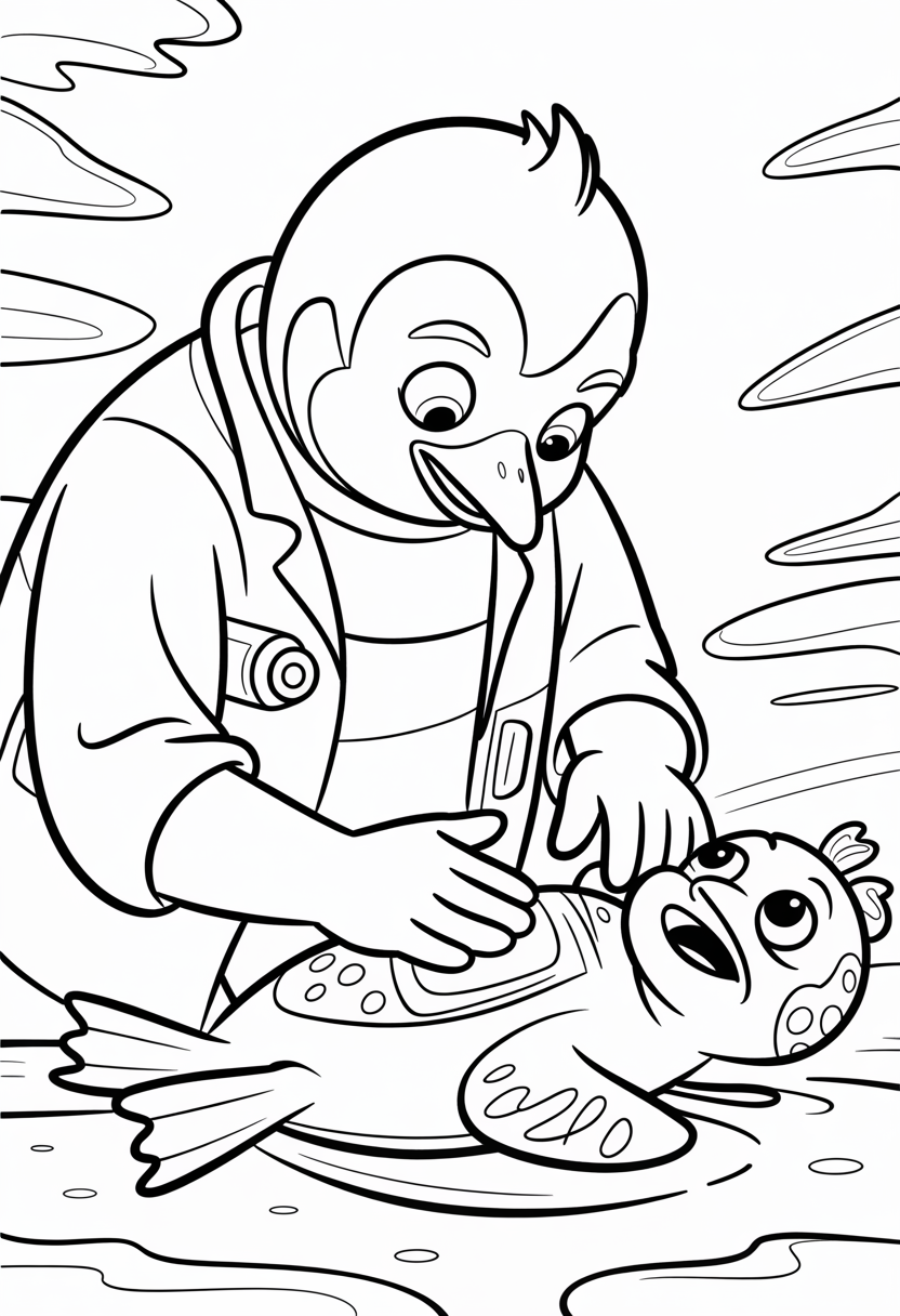 Octonauts Peso Helping Injured Creature